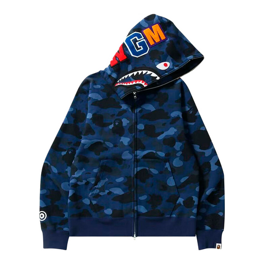 BAPE Color Camo Shark Full Zip Hoodie "Navy"