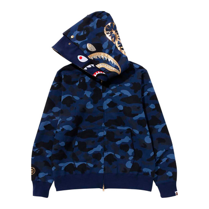 BAPE Color Camo Double Shark Full Zip Hoodie "Navy"