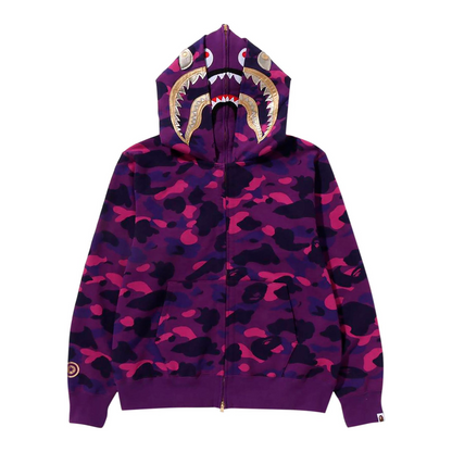 BAPE Color Camo Double Shark Full Zip Hoodie "Purple"