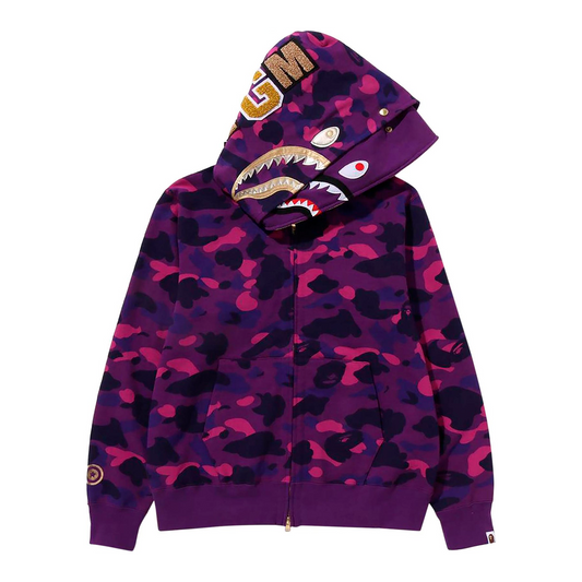 BAPE Color Camo Double Shark Full Zip Hoodie "Purple"