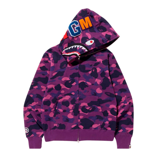 BAPE Color Camo Shark Full Zip Hoodie "Purple"