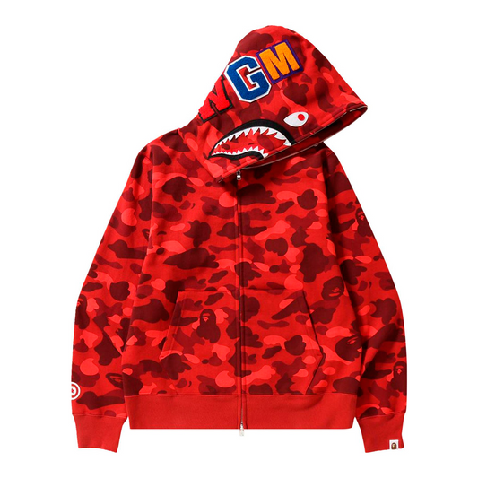 BAPE Color Camo Shark Full Zip Hoodie "Red"